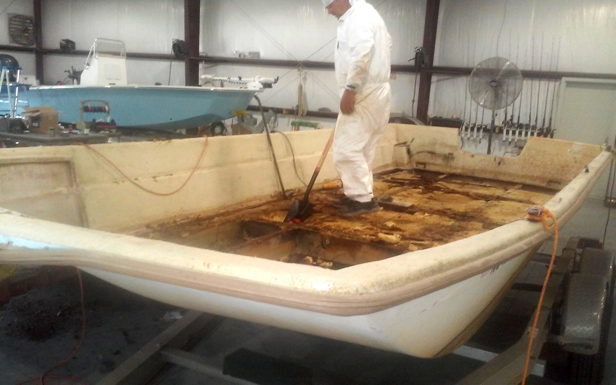 fiberglass boat repair replace rotten deck, transom and